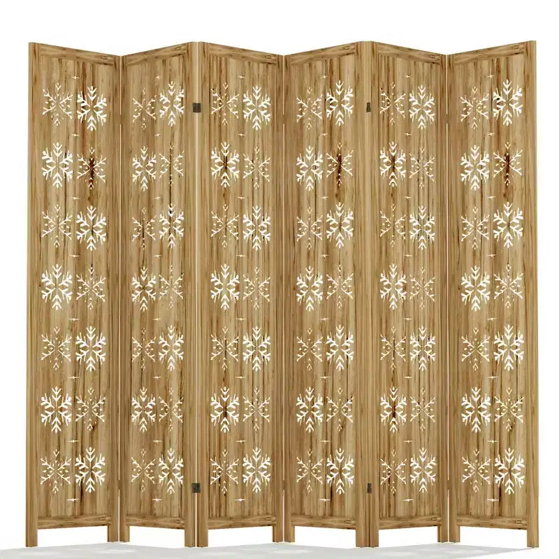 MAYEERTY divisorio pieghevole in legno da 95*67 pollici, paravento autoportante per interni, 6 pannelli, marrone