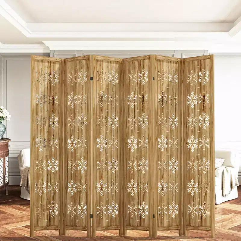 MAYEERTY divisorio pieghevole in legno da 95*67 pollici, paravento autoportante per interni, 6 pannelli, marrone