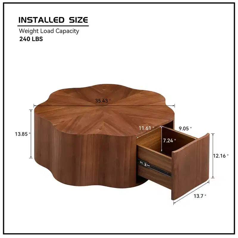 Tavolino da salotto rustico in legno GDFStudio Julian con cassetto nascosto