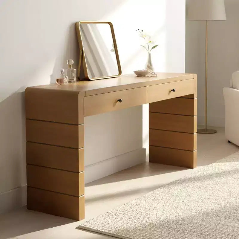 Homy Casa Consolle con Cassetti e Base a Pannello Solido per Ingresso o Soggiorno, Rovere