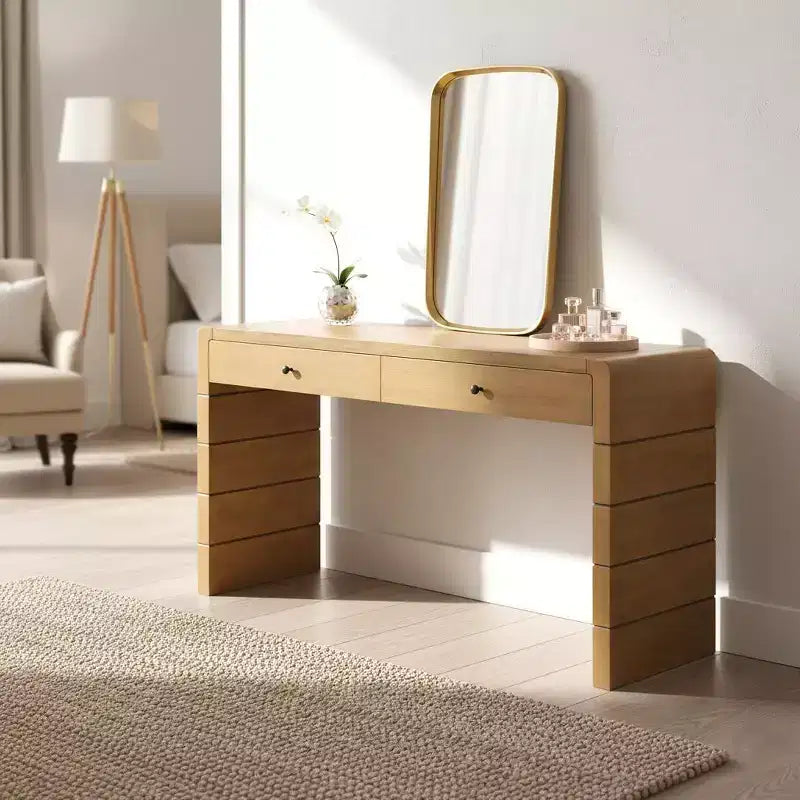 Homy Casa Consolle con Cassetti e Base a Pannello Solido per Ingresso o Soggiorno, Rovere