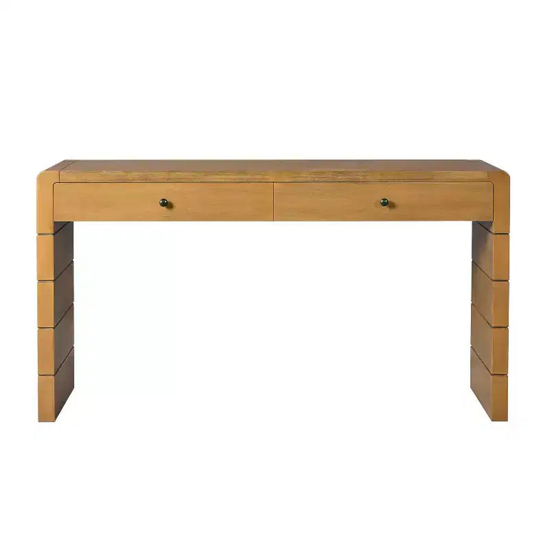 Homy Casa Consolle con Cassetti e Base a Pannello Solido per Ingresso o Soggiorno, Rovere