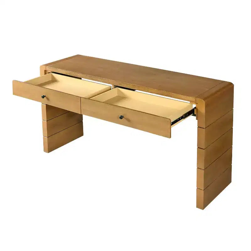 Homy Casa Consolle con Cassetti e Base a Pannello Solido per Ingresso o Soggiorno, Rovere