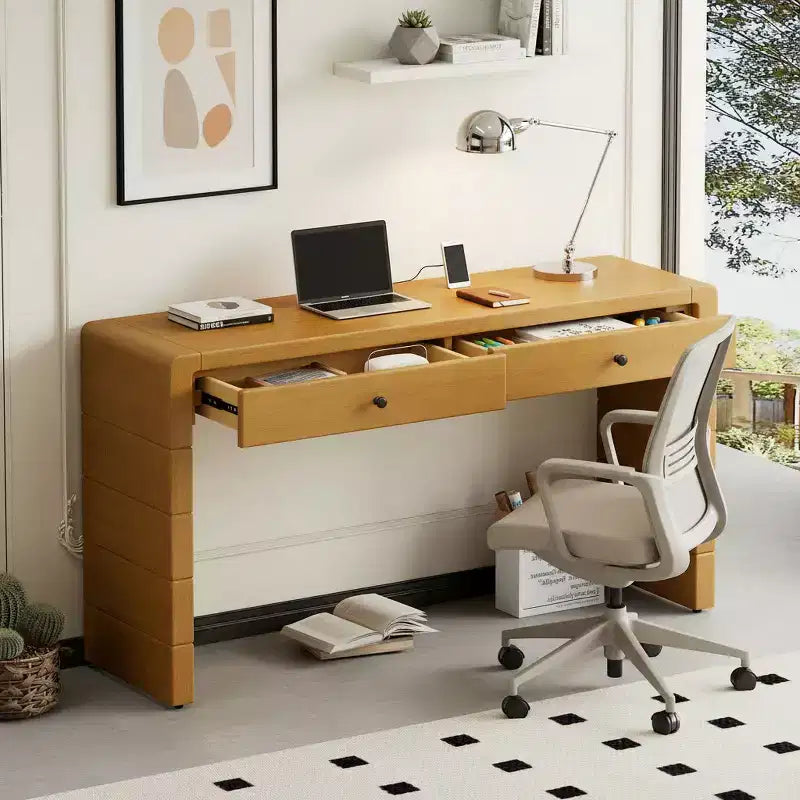 Homy Casa Consolle con Cassetti e Base a Pannello Solido per Ingresso o Soggiorno, Rovere