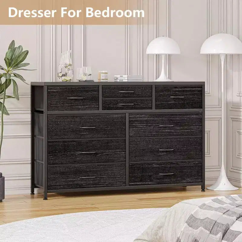 Comodino con 10 cassetti in tessuto per camera da letto, cassettiera moderna