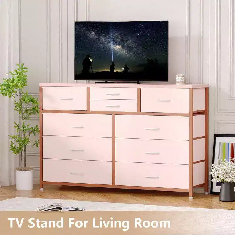 Comodino con 10 cassetti in tessuto per camera da letto, cassettiera moderna