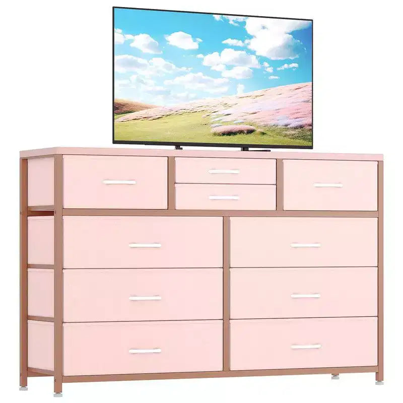Comodino con 10 cassetti in tessuto per camera da letto, cassettiera moderna
