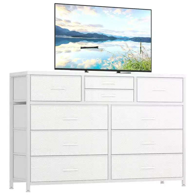 Comodino con 10 cassetti in tessuto per camera da letto, cassettiera moderna