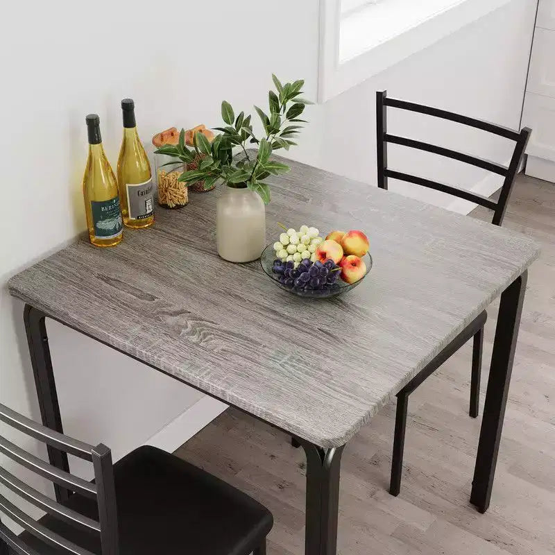 Tavolo da pranzo con 2 sedie, set da pranzo con sedile imbottito, set tavolo da pranzo, tavolo cucina, tavolino da pranzo piccolo con venature del legno, gambe in metallo