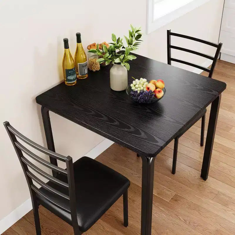 Tavolo da pranzo con 2 sedie, set da pranzo con sedile imbottito, set tavolo da pranzo, tavolo cucina, tavolino da pranzo piccolo con venature del legno, gambe in metallo