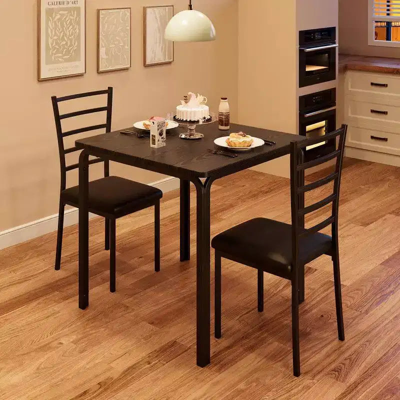 Tavolo da pranzo con 2 sedie, set da pranzo con sedile imbottito, set tavolo da pranzo, tavolo cucina, tavolino da pranzo piccolo con venature del legno, gambe in metallo