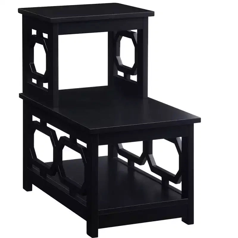 Tavolino da salotto HomeStock Belmont a 2 ripiani con design a L contemporaneo, ripiani portaoggetti a tre livelli per soggiorno o ufficio domestico