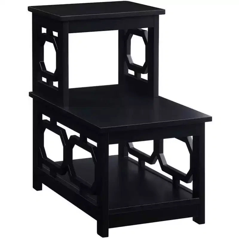 Tavolino da salotto HomeStock Belmont a 2 ripiani con design a L contemporaneo, ripiani portaoggetti a tre livelli per soggiorno o ufficio domestico