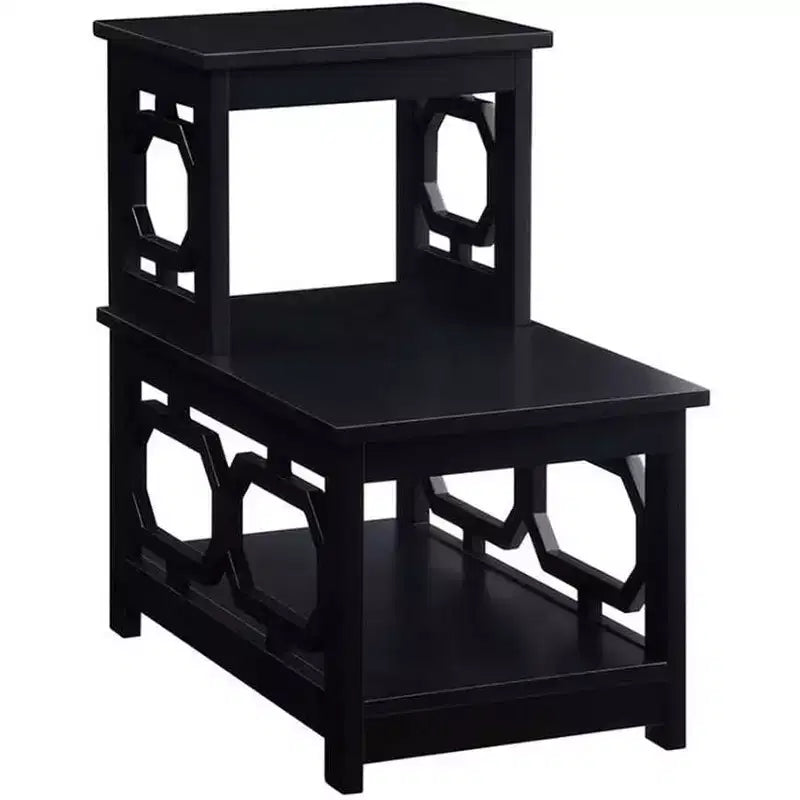 Tavolino da salotto HomeStock Belmont a 2 ripiani con design a L contemporaneo, ripiani portaoggetti a tre livelli per soggiorno o ufficio domestico