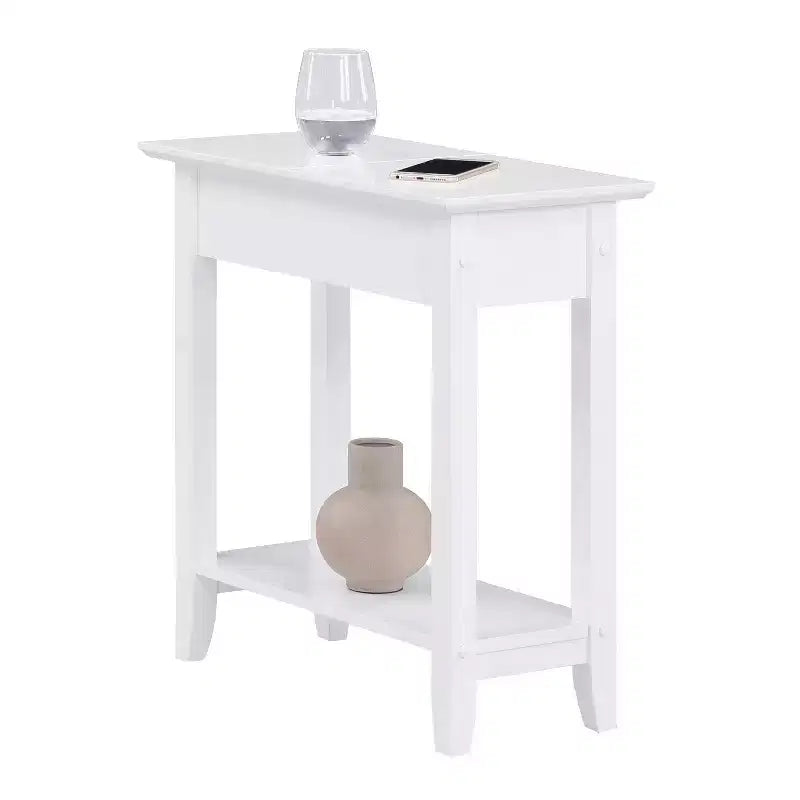 HomeStock Belmont Flip Top End Table with Concealed Storage Compartment, Straight Legs and Sleek Narrow Design for Any Living Room