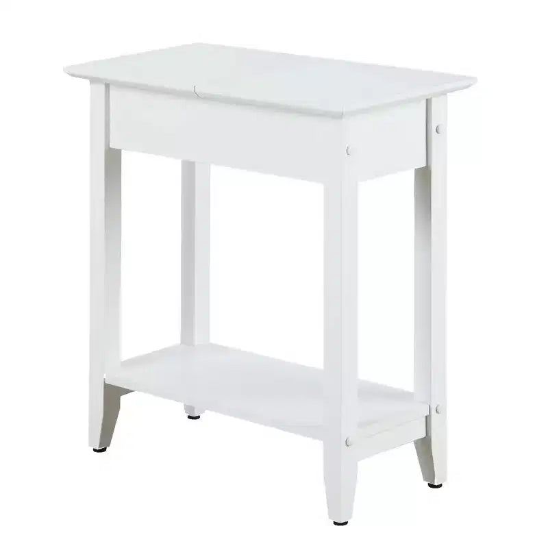 HomeStock Belmont Flip Top End Table with Concealed Storage Compartment, Straight Legs and Sleek Narrow Design for Any Living Room