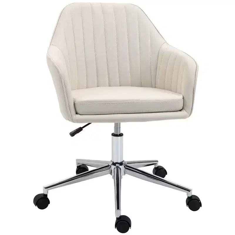 Sedia da ufficio Okak Mid Back, sedia da scrivania con altezza regolabile, sedia imbottita confortevole per soggiorno, ufficio, studio, beige