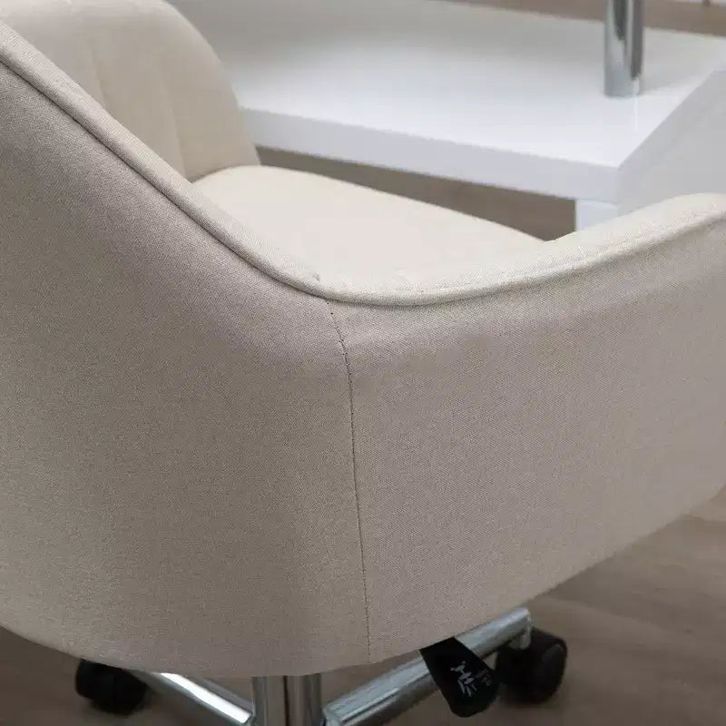 Sedia da ufficio Okak Mid Back, sedia da scrivania con altezza regolabile, sedia imbottita confortevole per soggiorno, ufficio, studio, beige