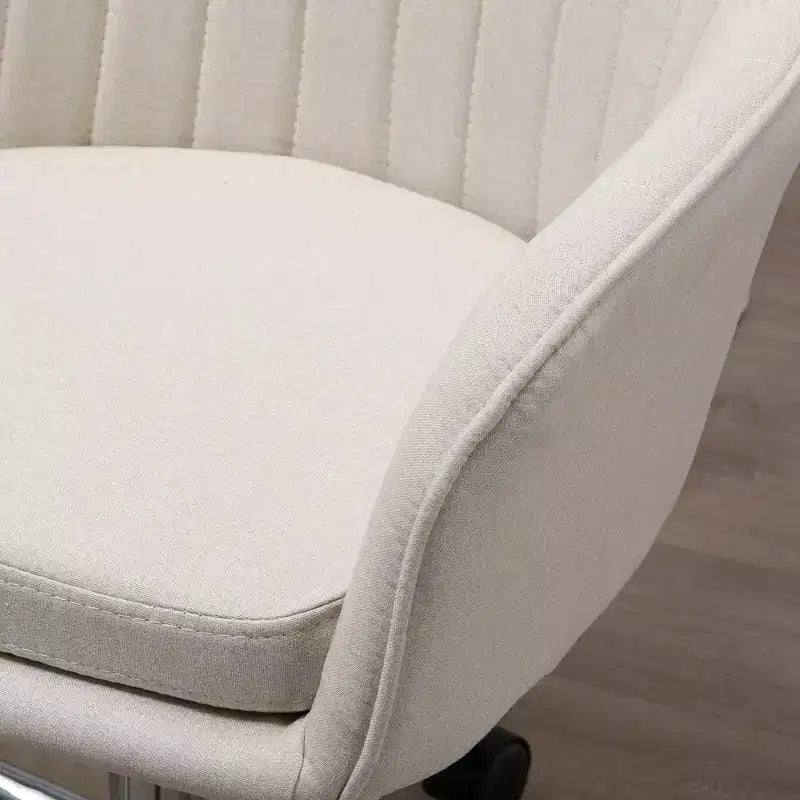 Sedia da ufficio Okak Mid Back, sedia da scrivania con altezza regolabile, sedia imbottita confortevole per soggiorno, ufficio, studio, beige