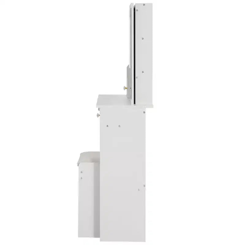 Set Tavolo da Trucco Homy Casa con Specchio Illuminato e Cassetti Contenitore per Camera da Letto o Spogliatoio, Bianco