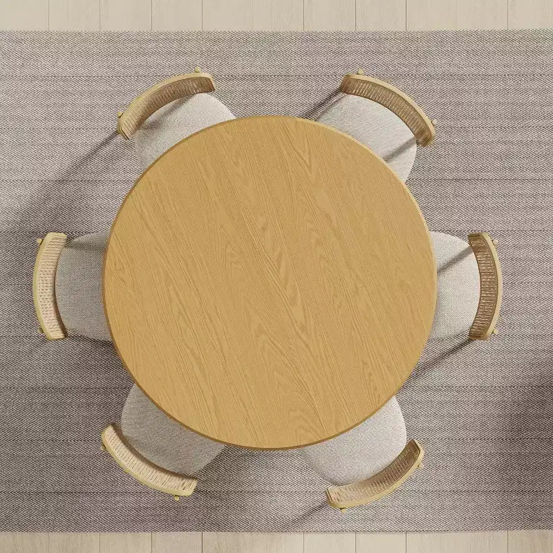 PexFix 52 Tavolo Rotondo da Pranzo in Legno Tavolo da Cucina per 4-6 con Bordo Superiore a Forma di Arco e Base Scanalata per Soggiorno/Sala da Pranzo Caffè Ufficio Naturale
