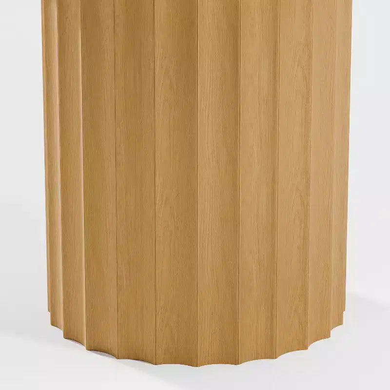 PexFix 52 Tavolo Rotondo da Pranzo in Legno Tavolo da Cucina per 4-6 con Bordo Superiore a Forma di Arco e Base Scanalata per Soggiorno/Sala da Pranzo Caffè Ufficio Naturale