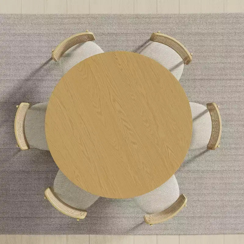 PexFix 52 Tavolo da pranzo rotondo in legno massello Tavolo da cucina per 4-6 persone con piano del tavolo e gambe cilindriche concave per soggiorno/sala da pranzo, ufficio, colore naturale