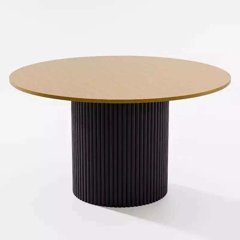 PexFix 52 Tavolo da pranzo rotondo in legno massello Tavolo da cucina per 4-6 persone con piano del tavolo e gambe cilindriche concave per soggiorno/sala da pranzo, ufficio, colore naturale