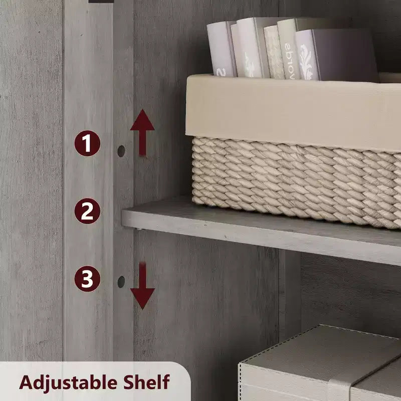 50 Mobile Alto da Cucina con Ante in Vetro e Ripiani Regolabili per Cucina, Dispensa, Soggiorno, Bianco