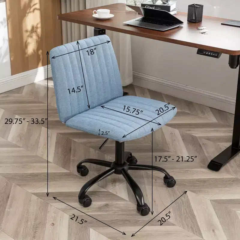 Okak Sedia da Ufficio Senza Braccioli, Sedia Ergonomica da Scrivania Regolabile in Altezza con Ruote, Sedia Girevole a 360° per Casa, Ufficio