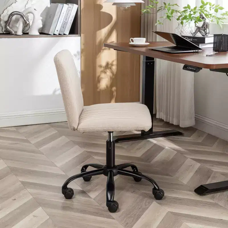 Okak Sedia da Ufficio Senza Braccioli, Sedia Ergonomica da Scrivania Regolabile in Altezza con Ruote, Sedia Girevole a 360° per Casa, Ufficio