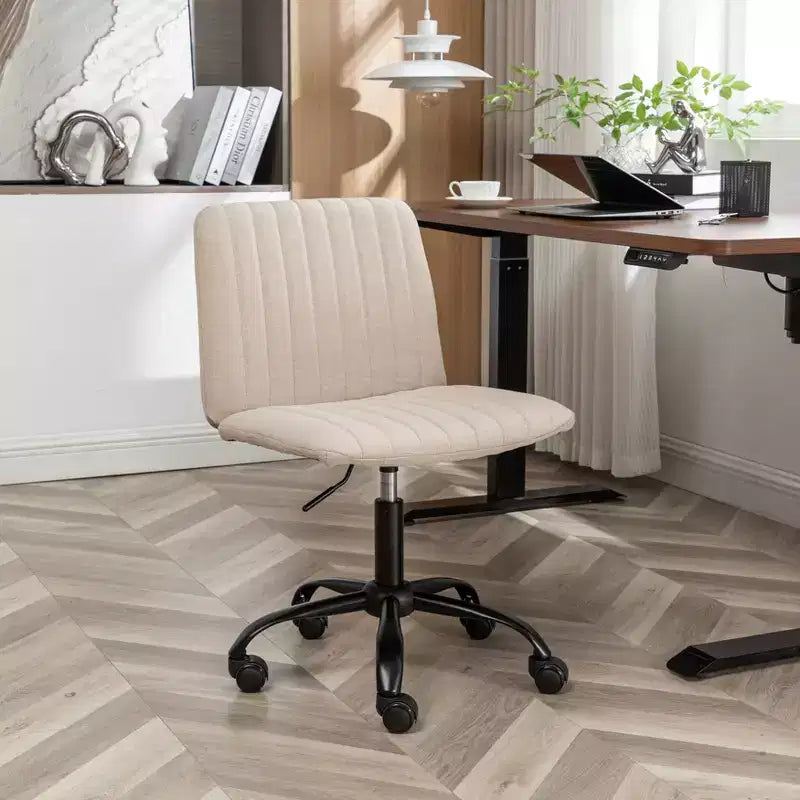Okak Stylish Armless Office Chair, Ergonomic Desk Chair with Adjustable Height and Wheels, 360 Swivel Chair for Home, Office