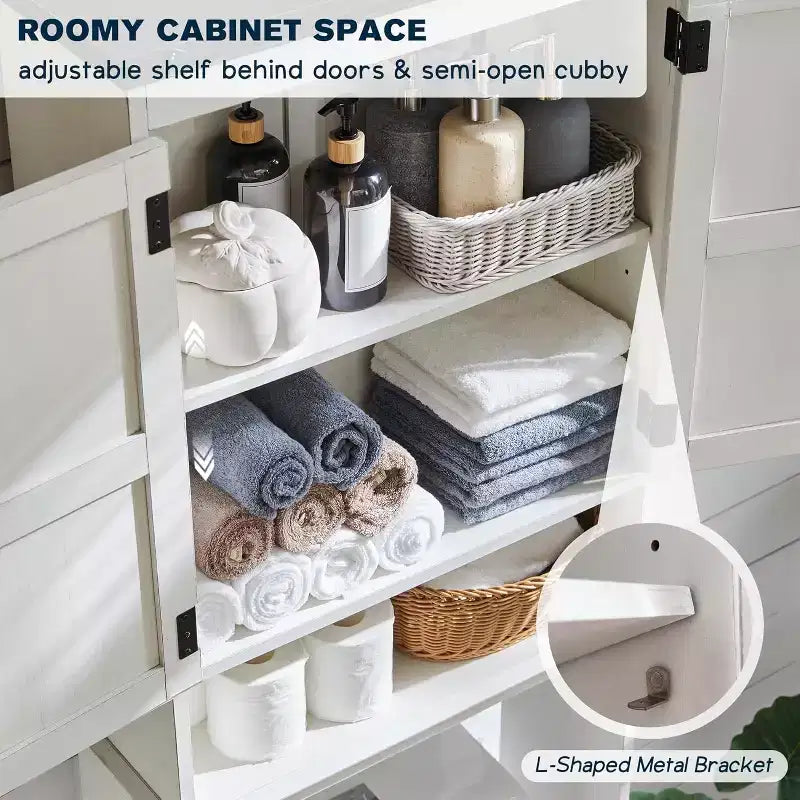 SinCiDo 67 Armadietto da Bagno Sopra il WC, Mobiletto da Terra in Stile Rustico con Ripiano Regolabile e Anta