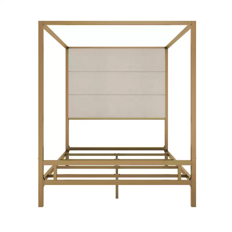 GDFStudio Patrick Letto a baldacchino moderno Queen con testiera alta in velluto