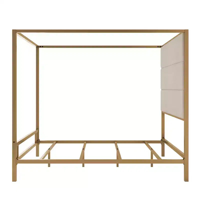 GDFStudio Patrick Letto a baldacchino moderno Queen con testiera alta in velluto