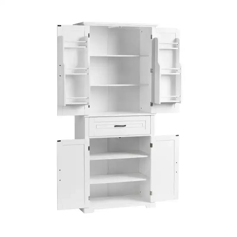 Mobile Contenitore Okak, Armadio Alto con 4 Ante, 1 Cassetto e Ripiani Regolabili, Credenza per Soggiorno, Ufficio