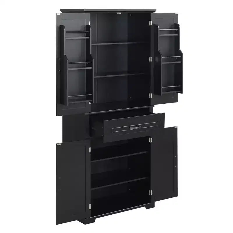 Mobile Contenitore Okak, Armadio Alto con 4 Ante, 1 Cassetto e Ripiani Regolabili, Credenza per Soggiorno, Ufficio