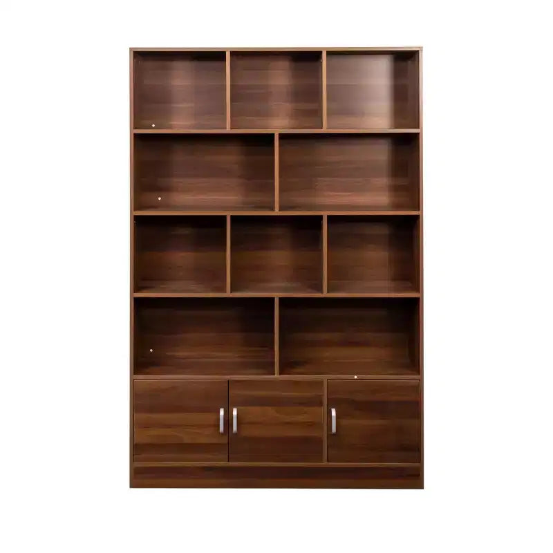 Libreria moderna a 4 ripiani GDFStudio Cedric da 180 cm con 10 scomparti e 3 ante