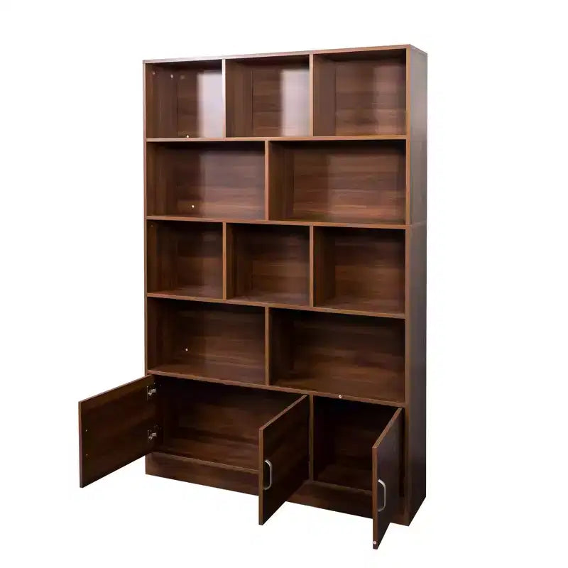 Libreria moderna a 4 ripiani GDFStudio Cedric da 180 cm con 10 scomparti e 3 ante