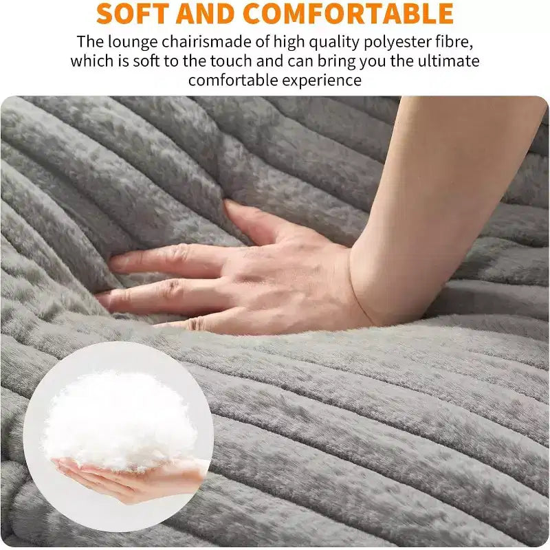 Poltrona Sling da Soggiorno, Set da 2, Struttura in Metallo con Braccioli, Cuscino in Gommapiuma Sminuzzata, Poltrona Oversize per Camera da Letto, Studio, Grigio Chiaro