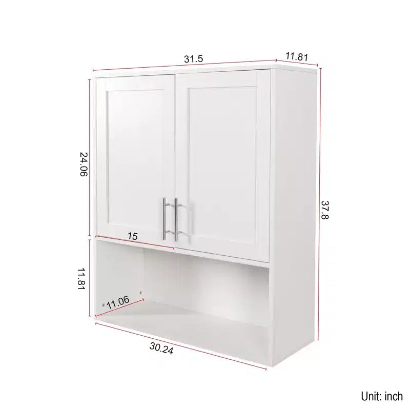 GDFStudio Samuel Mobile Bagno a Specchio Moderno 80 cm con Vano Porta Fazzoletti, 2 Ante e Ripiano Regolabile