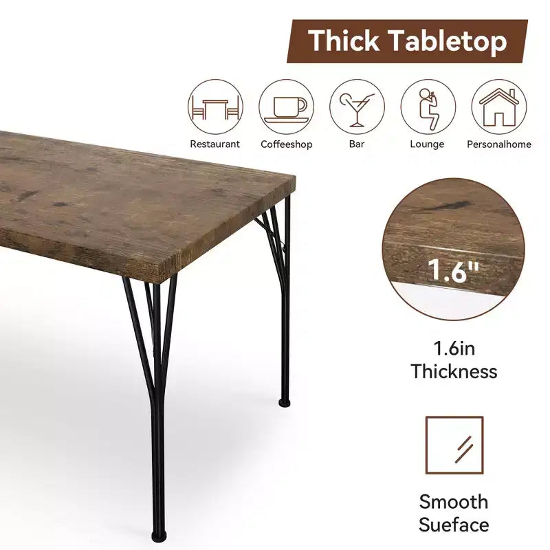 Set da pranzo Dyonery da 5 pezzi per 4 persone, set da tavola da cucina piccolo da 43,3 pollici con 4 sedie senza braccioli, piano in legno massello e gambe in metallo, facile montaggio