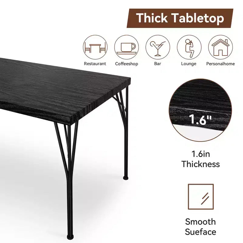 Set da pranzo Dyonery da 5 pezzi per 4 persone, set da tavola da cucina piccolo da 43,3 pollici con 4 sedie senza braccioli, piano in legno massello e gambe in metallo, facile montaggio