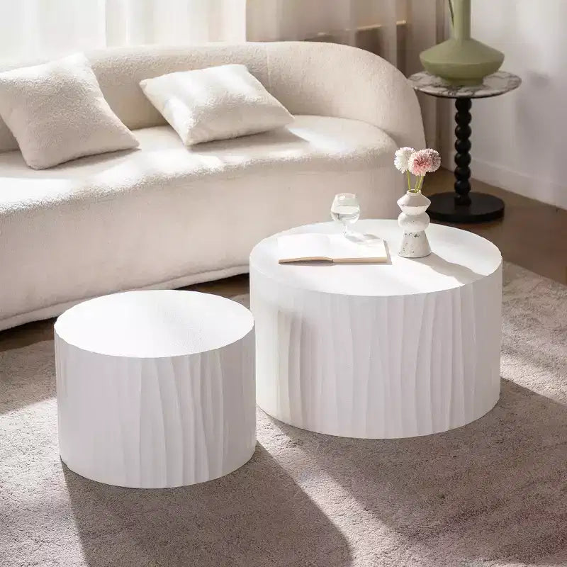 Set di 2 tavolini da caffè rotondi moderni in legno Colbourne GDFStudio