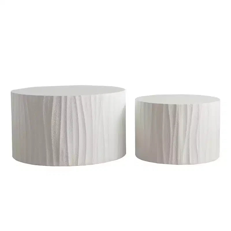 Set di 2 tavolini da caffè rotondi moderni in legno Colbourne GDFStudio