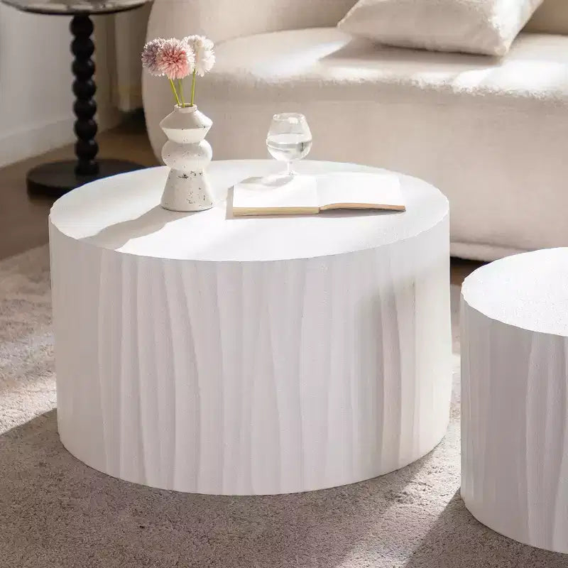 Set di 2 tavolini da caffè rotondi moderni in legno Colbourne GDFStudio
