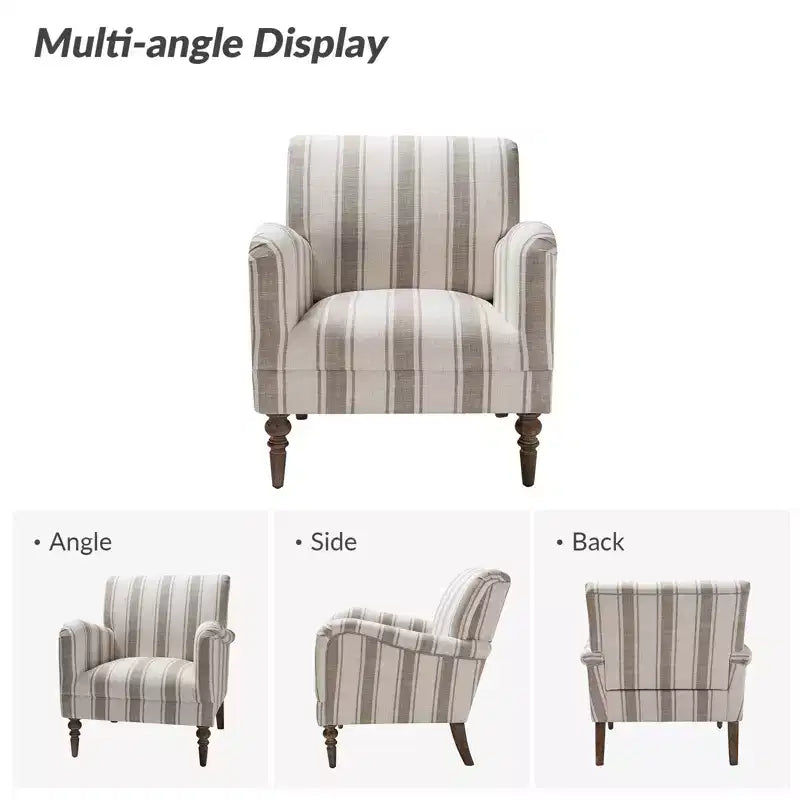 Set di 2 Poltrone Moderne Garabina a Righe con Gambe in Legno|HULALA HOME-TAN