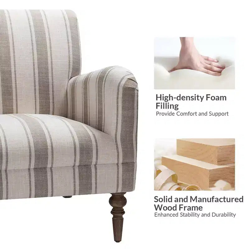 Set di 2 Poltrone Moderne Garabina a Righe con Gambe in Legno|HULALA HOME-TAN