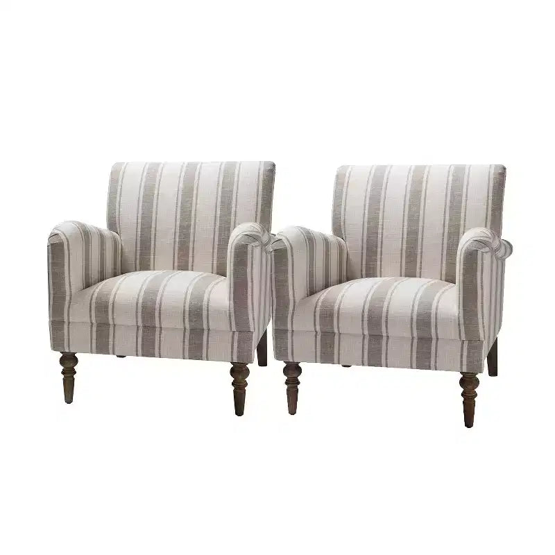 Set di 2 Poltrone Moderne Garabina a Righe con Gambe in Legno|HULALA HOME-TAN