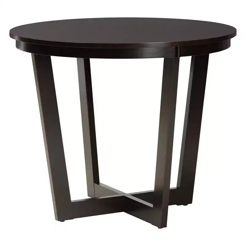 Set da pranzo Baxton Studio Selby moderno in tessuto sabbia e legno marrone scuro, 5 pezzi